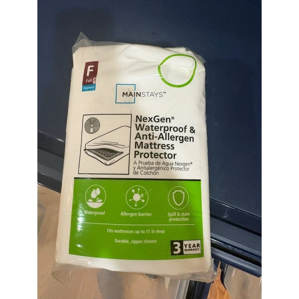 NEW Mainstay NexGen Full Waterproof AntiAllergen Zippered Mattress Protector